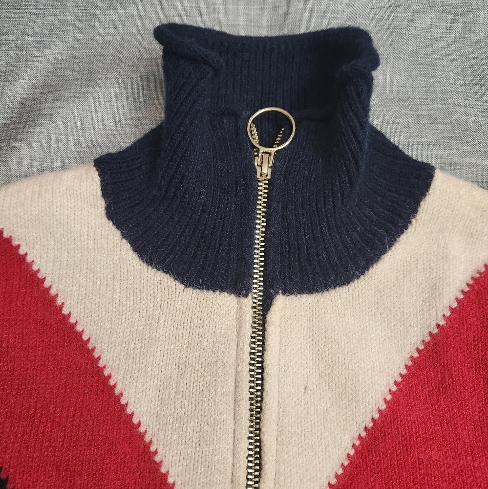 3/$25 Zara knit half zip up sweater size Medium red - Picture 3 of 12
